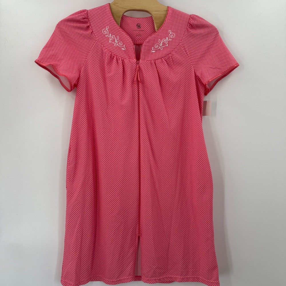 Vintage Short-Sleeve Full Zip Knit Duster Women Size Large New